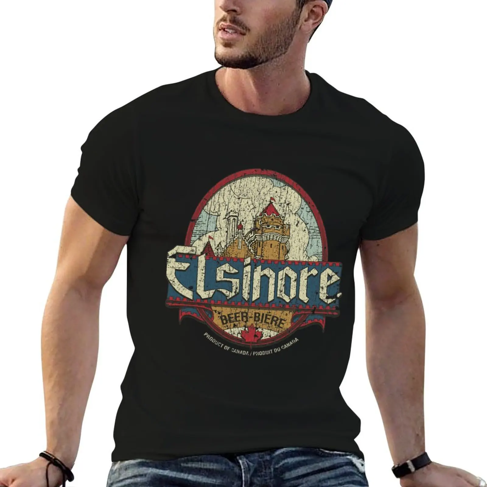 Фото Винтажная футболка Elsinore Beer 1983, спортивный топ с короткими рукавами №1