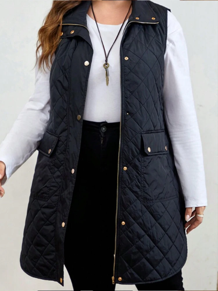 Женский парки больших размеров жилет на молнии повседневный винтажный офисный