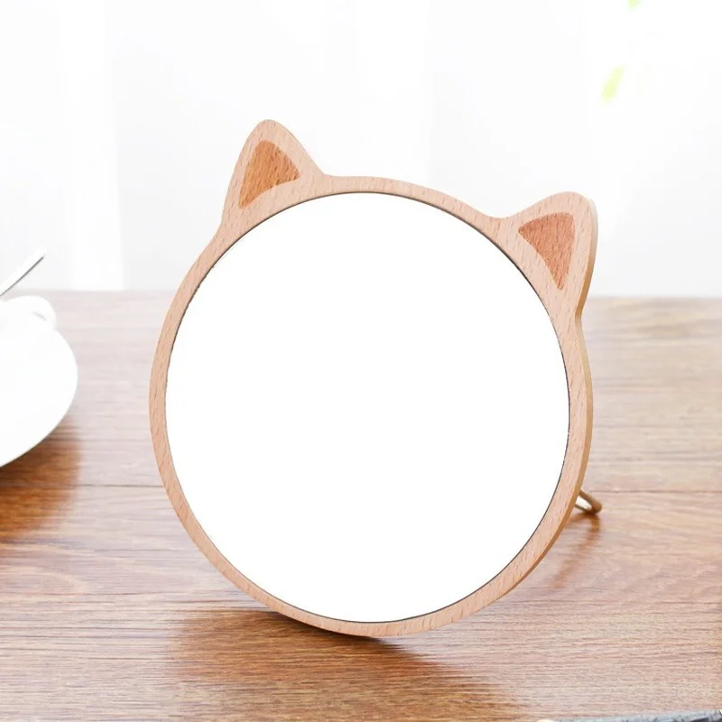 

Cute Creative Ins Mirror Wooden Desktop Makeup Mirror High List Surface Dressing Mirror Student Dormitory Desktop Mirror