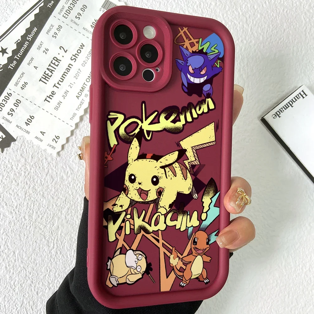 Чехол P-Pikachus для iPhone 16 15 14 Plus 13 12 Mini 11 Pro Max X Xs XR 8 7