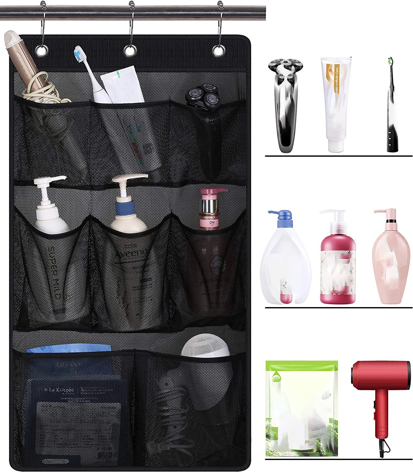 8-карманный органайзер для душа подвесная сумка хранения быстросохнущая сетка