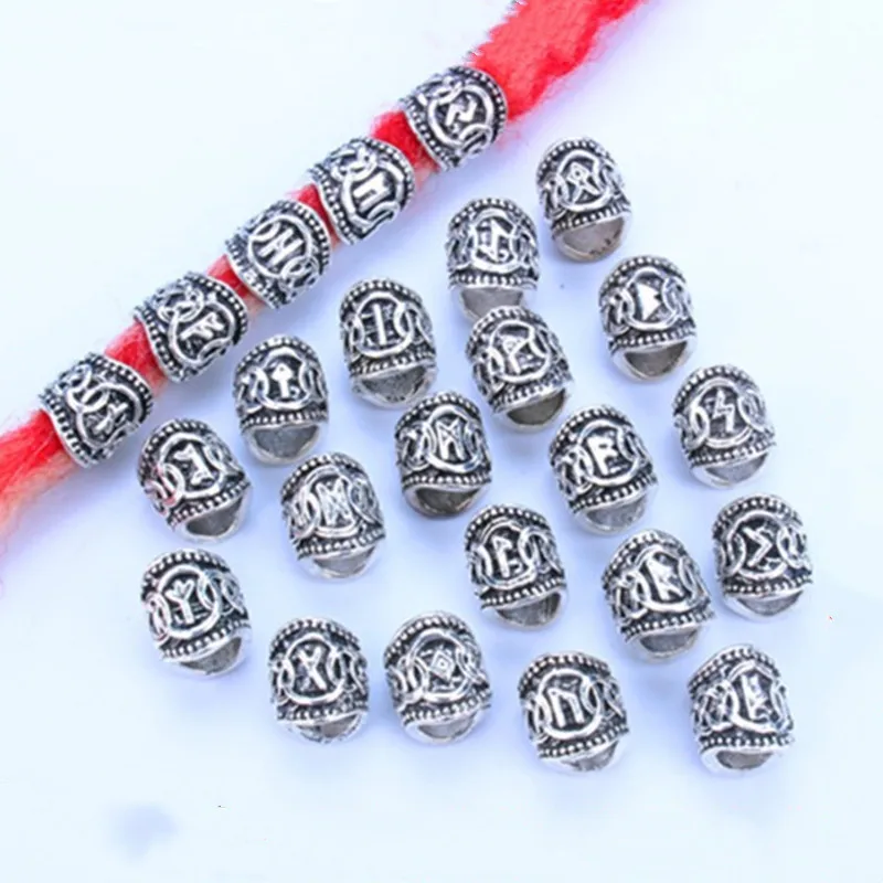 

24pcs Designs Viking Runes Spacer Beads Bead Set Fit Beards Hair Rune Rune DIY Beads Accessories Carved Rune Hair Bead Braiders