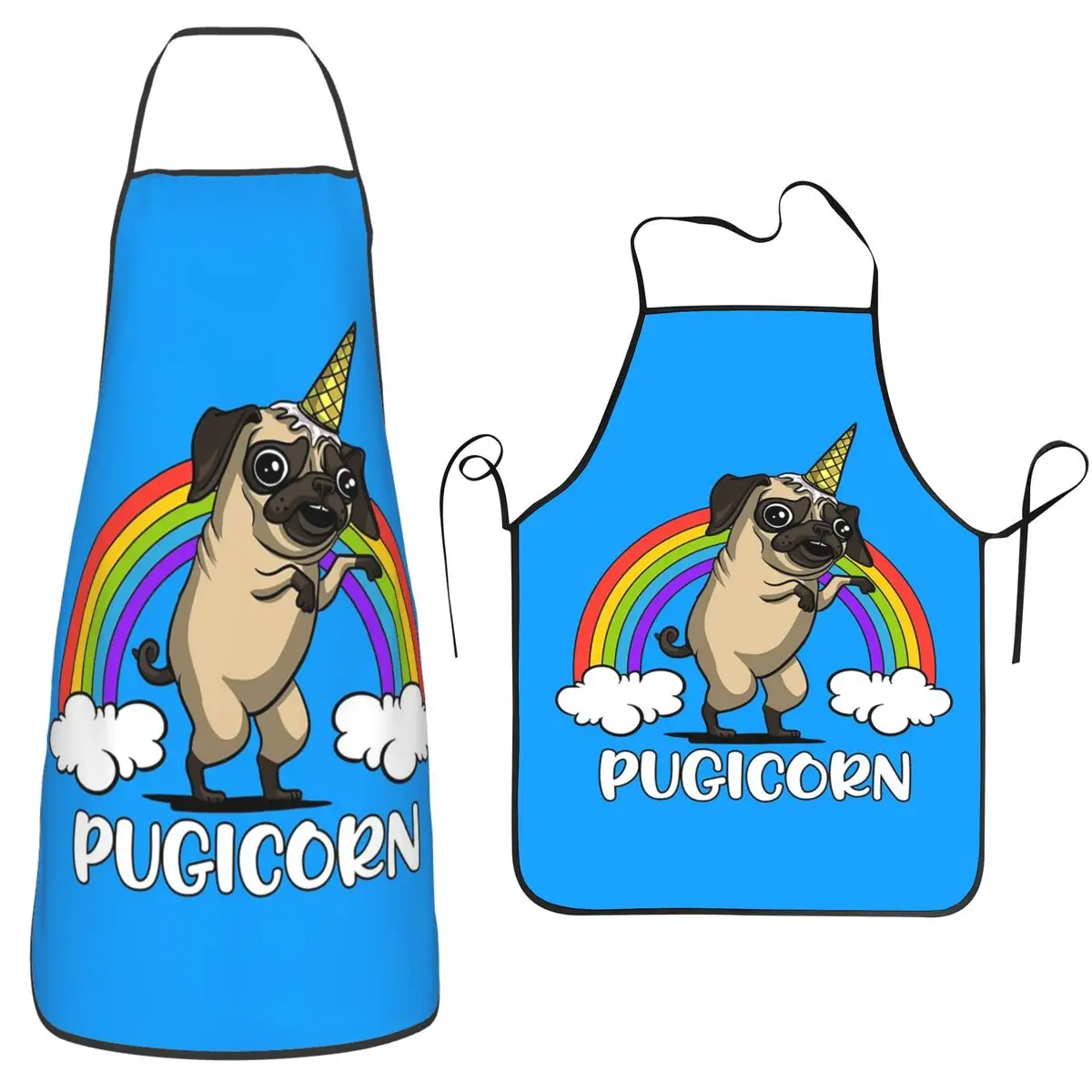 Фото Фартук Pugicorn Pug Dog для шеф-повара, водонепроницаемый, для кухни, уборки, садоводства, для женщин и мужчин №1