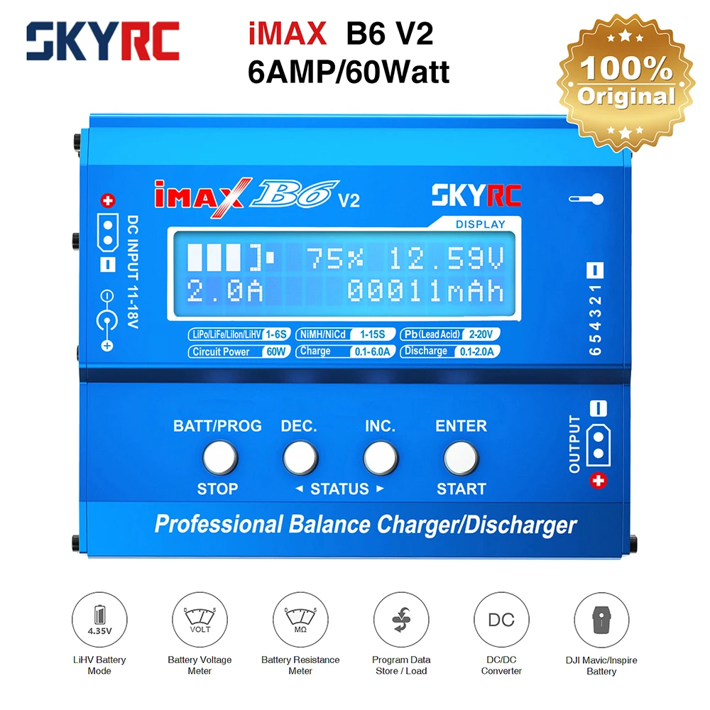 

Original SKYRC IMAX B6 V2 6A 60W Balance Charger Discharger for DJI Mavic/Inspire Battery