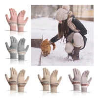 womens cashmere knitted winter gloves autumn winter warm thick touchscreen skiing gloves mittens for mobile phone tablet pad