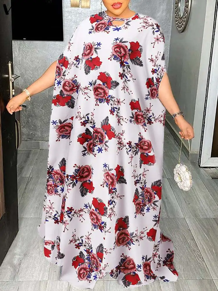 

VONDA Summer Maxi Dress Women Bohemian Vintage Floral Printed Party Sundress 2022 Fashion Bat Half Sleeve Hollow Long Vestidos