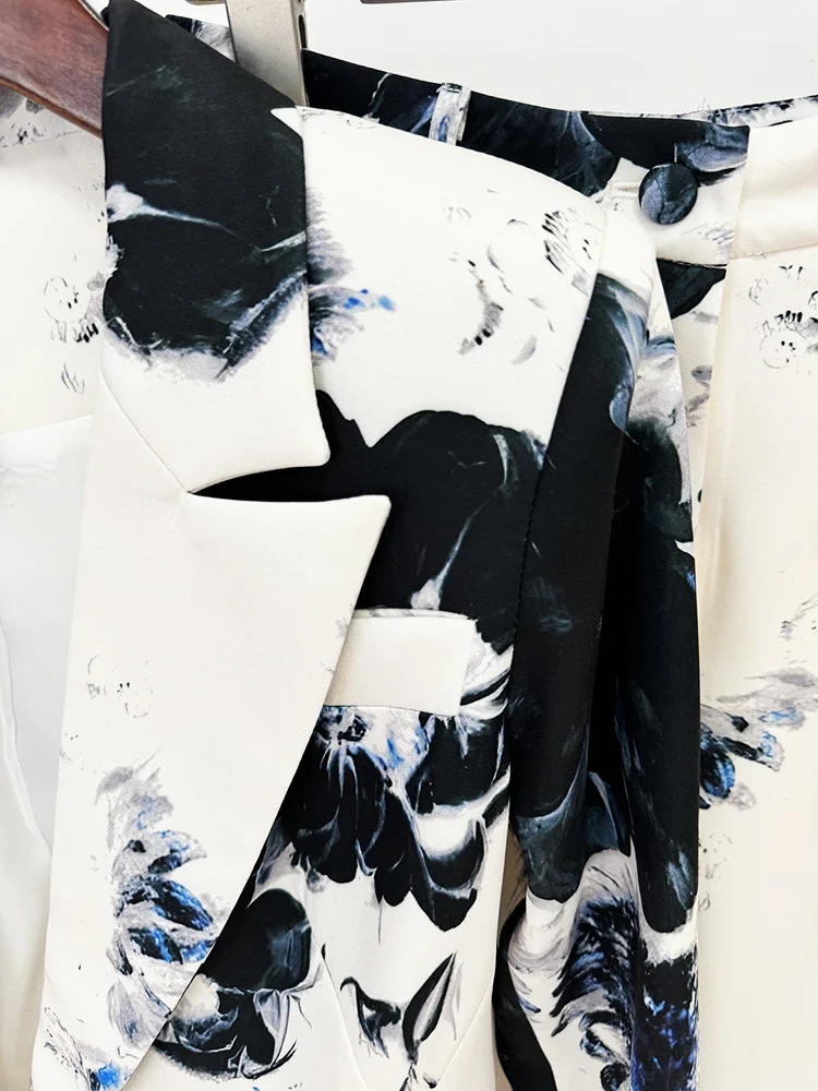 2 шт. женские блейзеры с цветочным принтом и брюки-карандаш