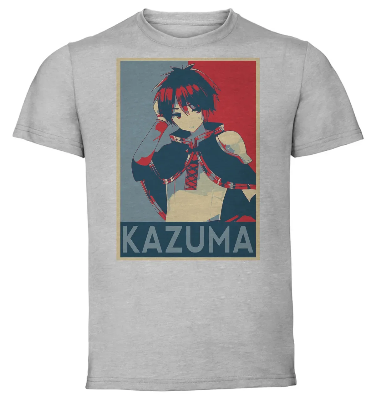 Футболка унисекс серая пропагандистская KonoSuba Kazuma Satou