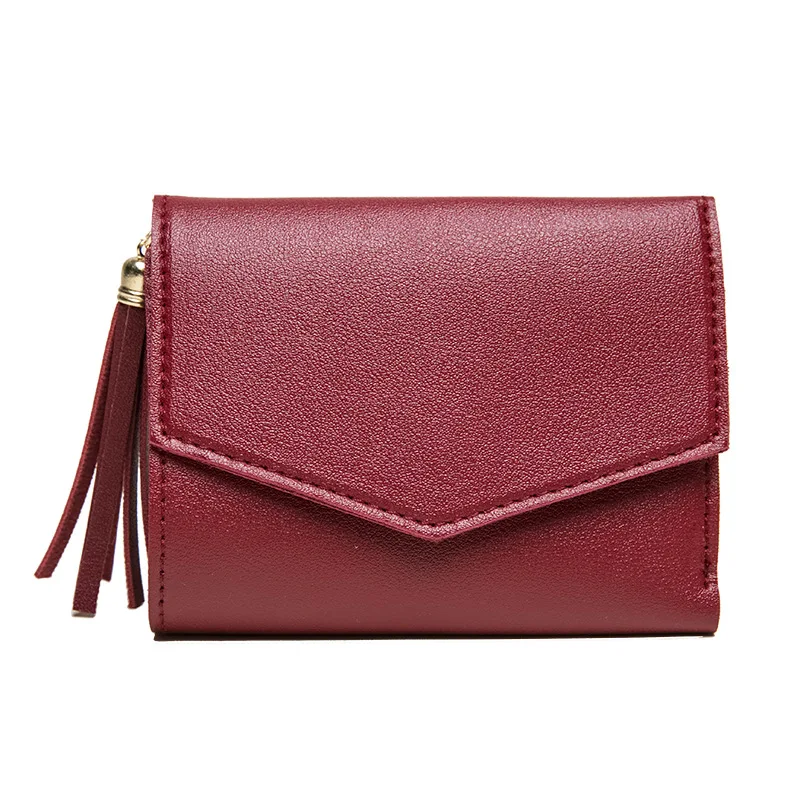 Fashion Short Tassel Wallet High Quality PU Leather Women New Purse Female Mini Credit Card Wallets Korean Students Lovely Purse