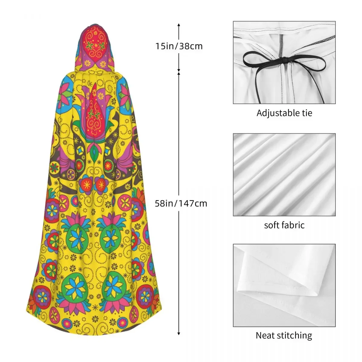 Платье с капюшоном для взрослых симметричный зеркальный желтый слон