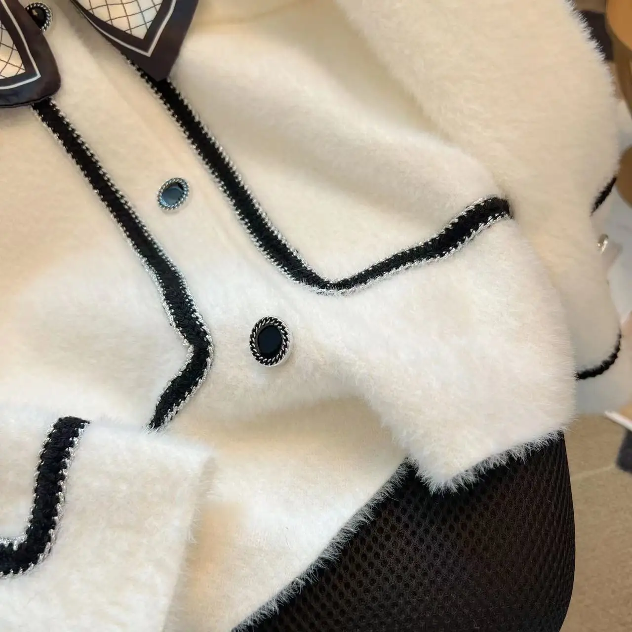 Белый норковый вязаный кардиган свитер женские пальто топы с галстуком-бабочкой