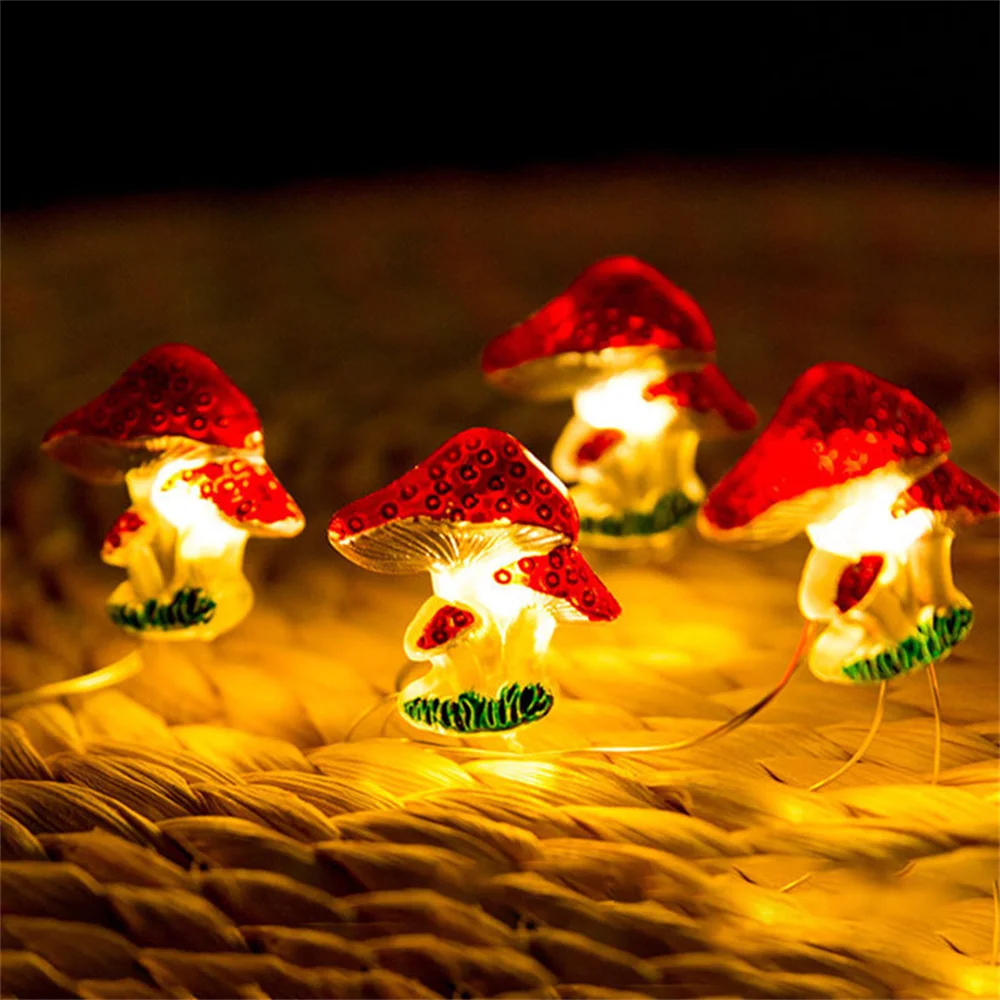 

Simulation Mushroom Lamp Energy Saving Warm Led Copper Wire Lamp String Mushroom Shape Low Power Consumption
