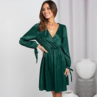 womens skirt jumpsuit v neck long sleeved a line leopard printed loose casual elegant mid length dresses 2022 early autumn new