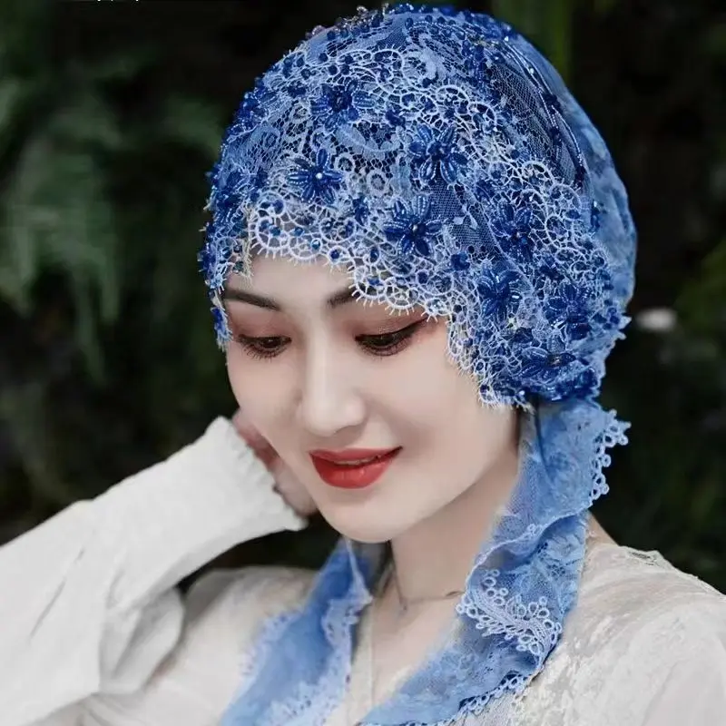 Muslim Headscarf For Women Freeshipping Lace Hollowed Summer Malaysia Hijab Hat Cap Prayer Kufi Islam Saudi Arabia Headwraps
