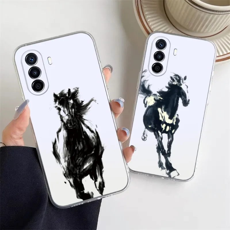 

Чехол для телефона серии Horse для Huawei P30 P50 P40Pro Plus Psmarts Mate 40 30 Y8 Y7 Honor60 50 Play4TPro Lite, прозрачный чехол