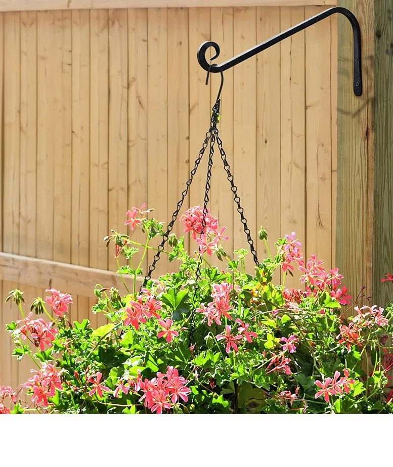 

12-inch Hanging Plant Bracket Forged Iron Wall Hook Is Suitable for Bird Feeder, Lantern, Wind Bell, Black Indoor and Outdoor