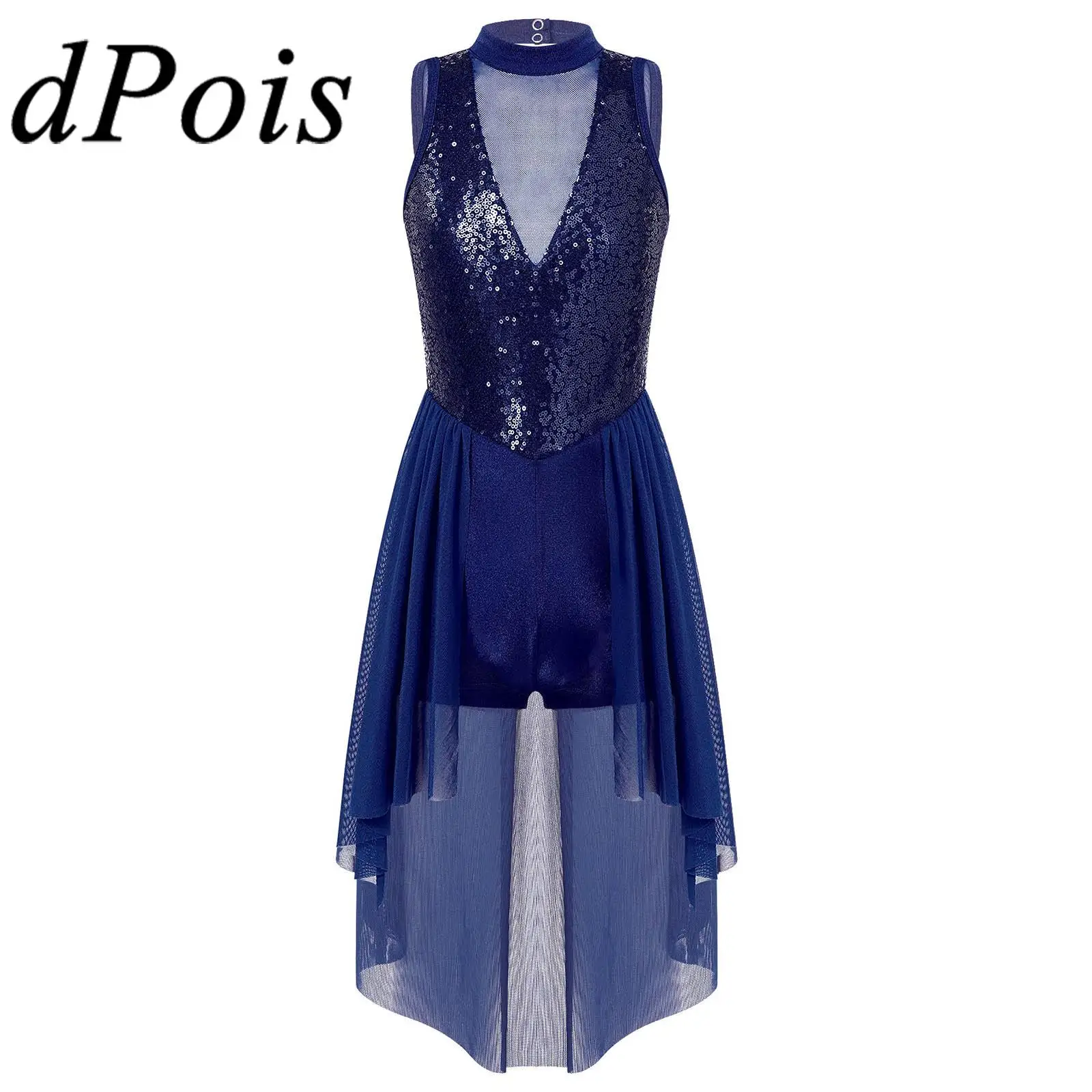 

Kids Girls Shiny Sequins Ballet Dance Dress Sleeveless Ballerina Costumes Patchwork Gymnastics Leotard Lyrical Dance Dress