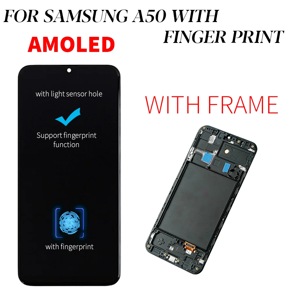 

Pantalla Display LCD For Samsung A50 LCD Digitizer Assembly With Frame Pantalla For Samsung A50 SM-A505FN/DS A505F/DS LCD