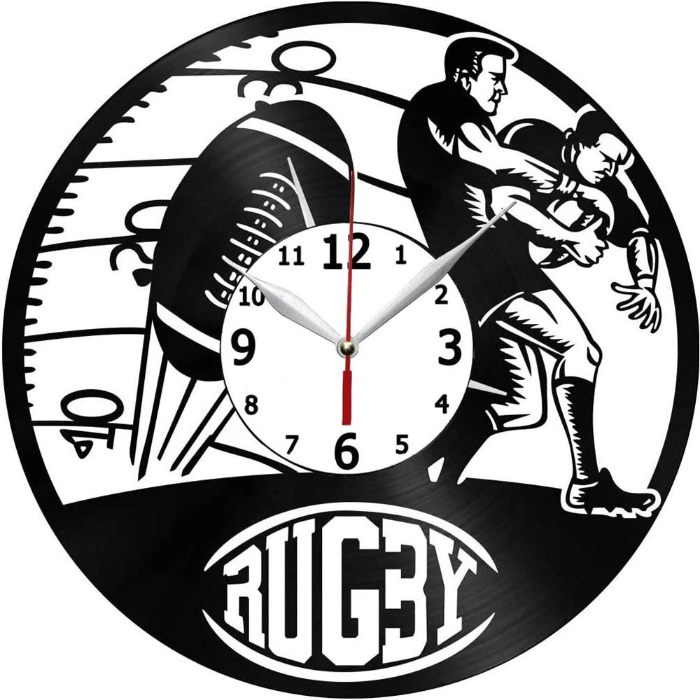 

Rugby Match Vinyl Wall Clock, Vinyl Record Clock Wall Art Silent & Non-Ticking