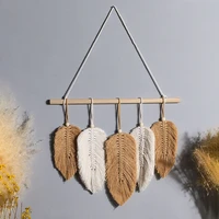 leaf woven macrame wall hanging boho room home decor aesthetic wall tapestry home living room wedding decoration gift