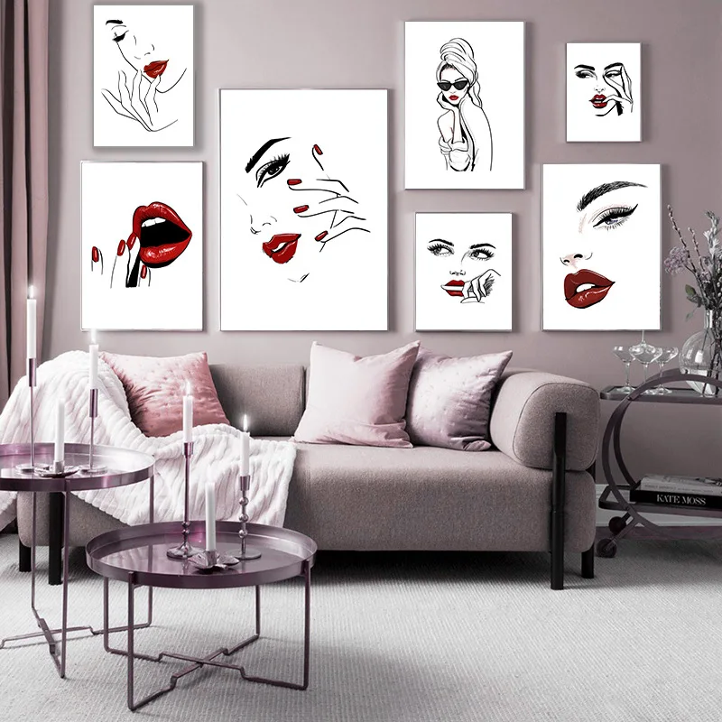 

Canvas Printings Portrait Abstract Unframed Minimalist Girl Bedroom Decoration Living Room Wall Paintings