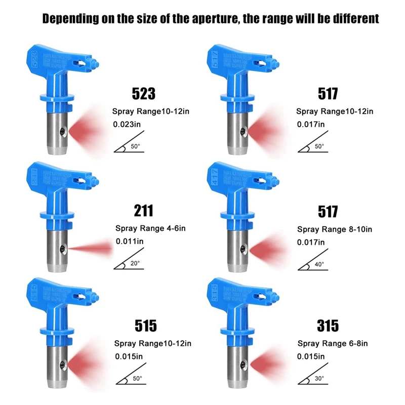 

6Pc Airless Paint Nozzles Set Paint Sprayer Nozzle Tips Reversible Airless Blue With 2Pc Nozzle Seats For Airless Sprayer