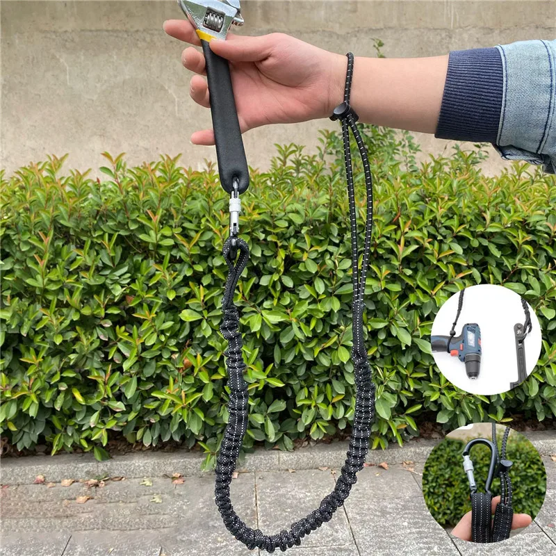 

Safety Bungee Tether Tool Lanyard With Carabiner Hook Climbing Working Anti-Falling Safety Rope Aerial Work Climbing Accessories