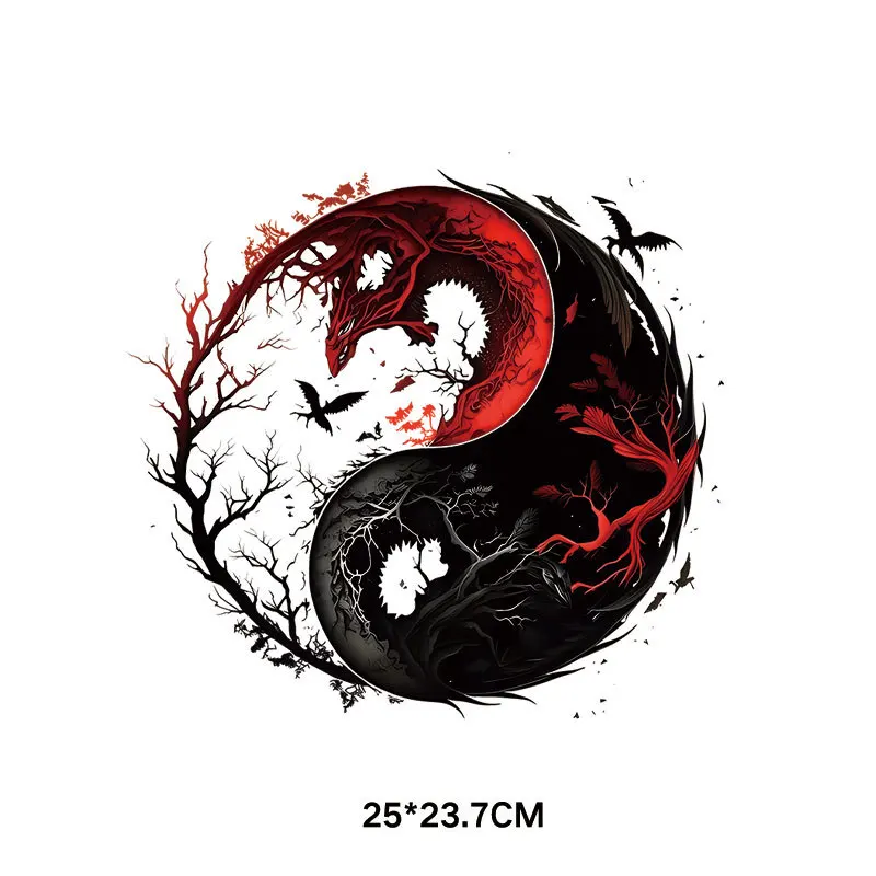 Шесть пейзажей концепции тайчи и восемь триграммов теплопередача на одежду