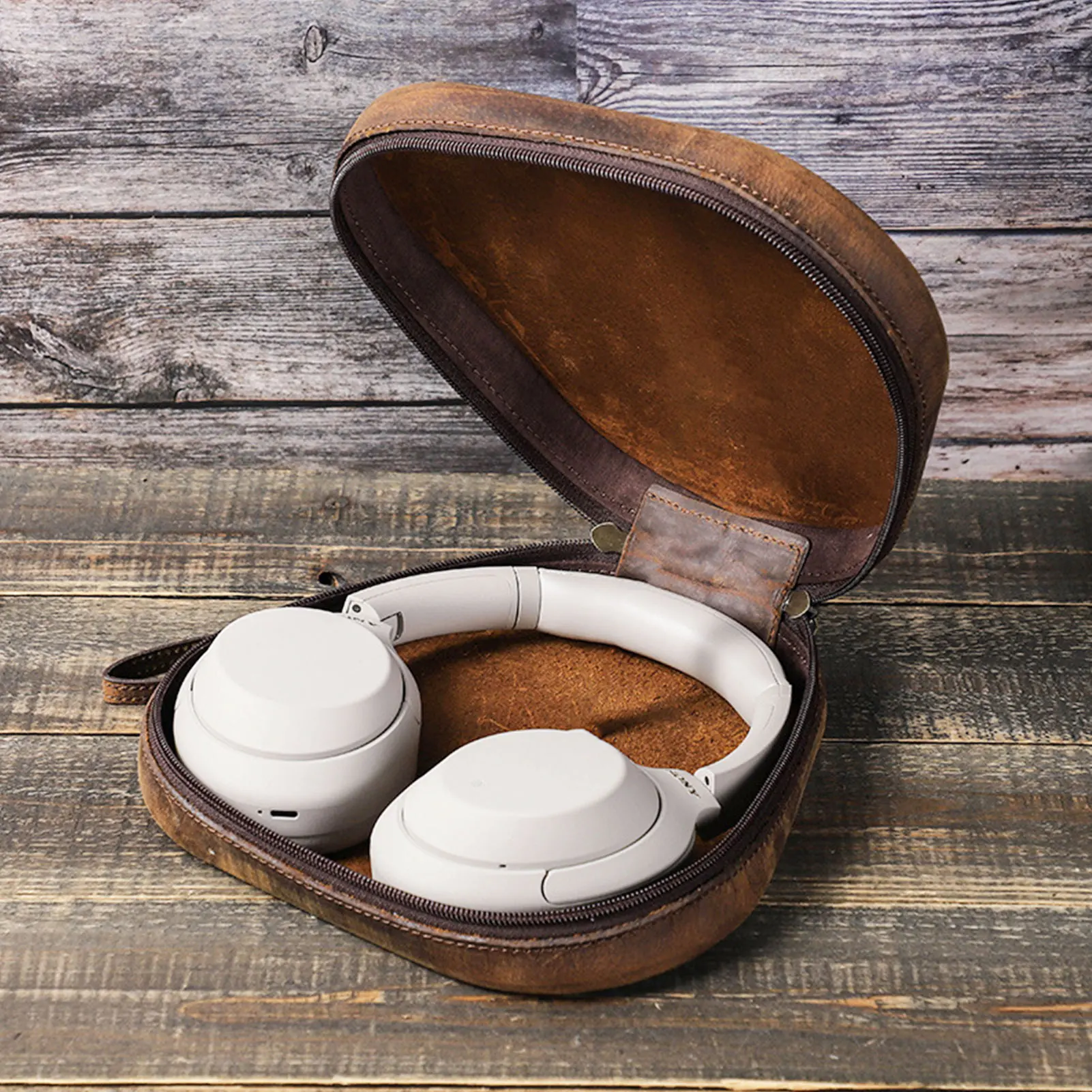 

Portable Leather Headphones Case Cover Box for SONY WH-1000XM4 Audio-technica ATH-M50X ATH-M20X Headphone Headset Bag