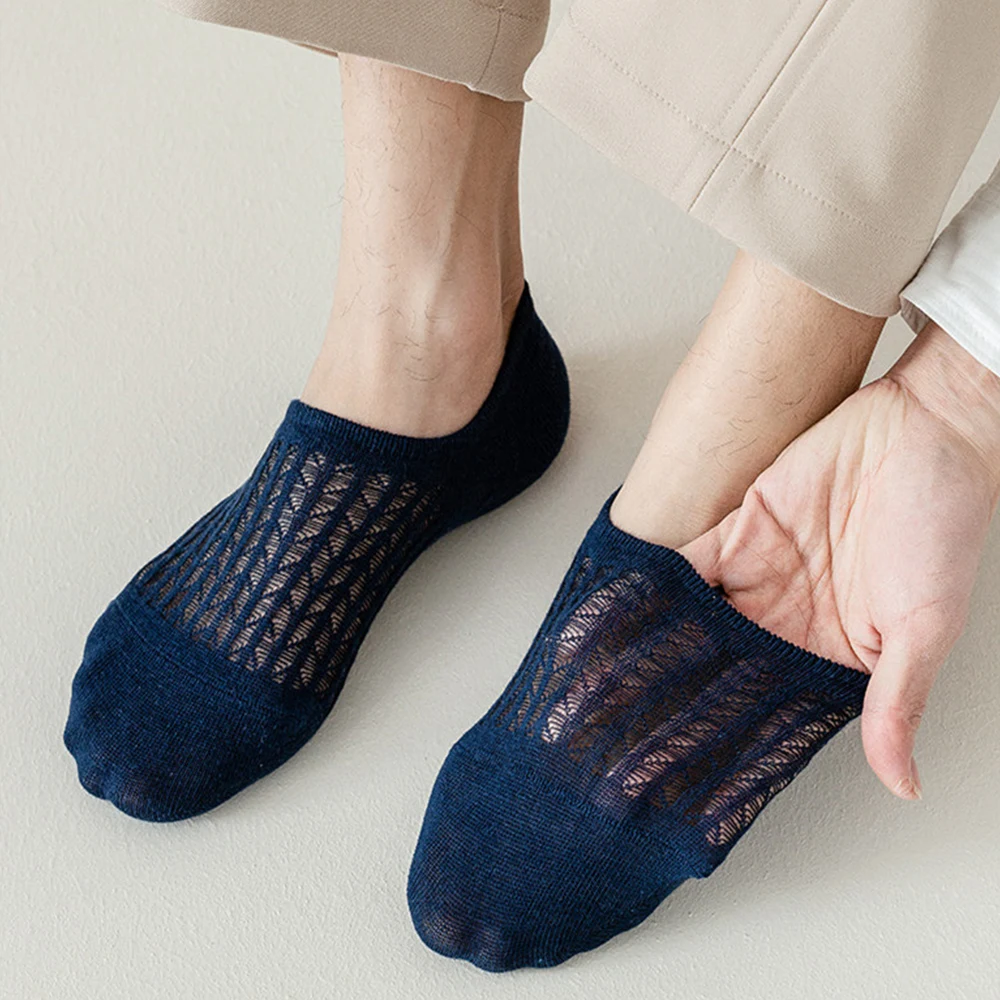 

Мужские летние носки-лодочки 1 пара, дышащие сетчатые носки до щиколотки с неглубоким горлом, Нескользящие мужские тонкие Повседневные носки