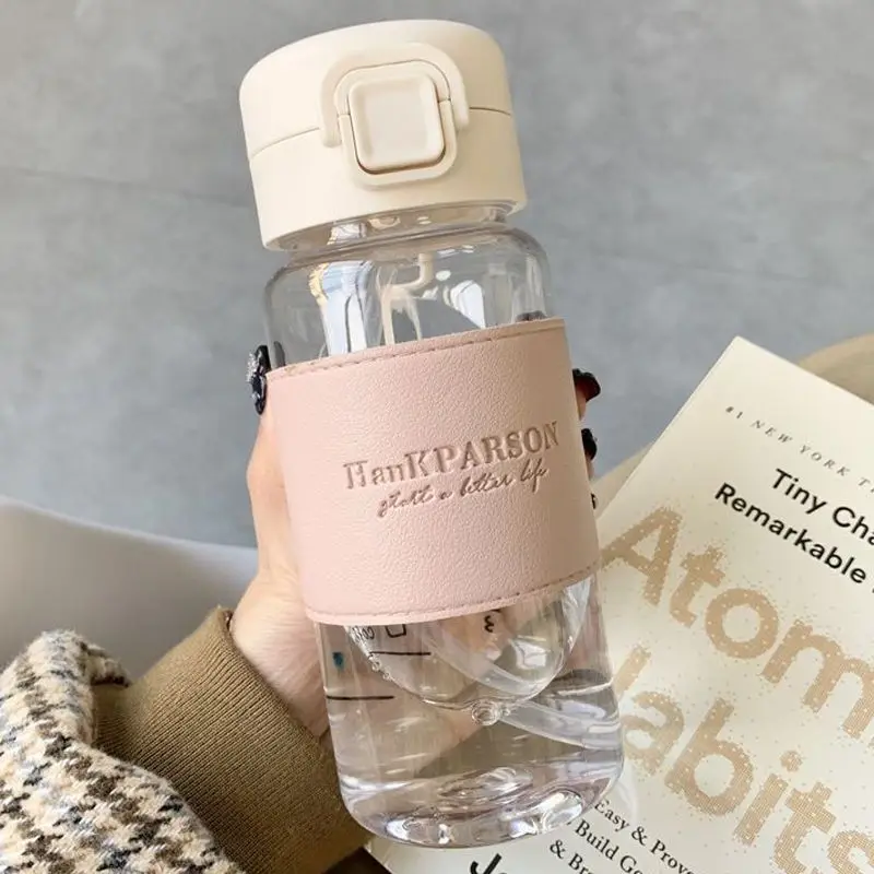 

500 мл бутылка для воды с соломинкой, портативная пластиковая всплывающая крышка, чашка для воды для школьников, герметичная милая бутылка для питья