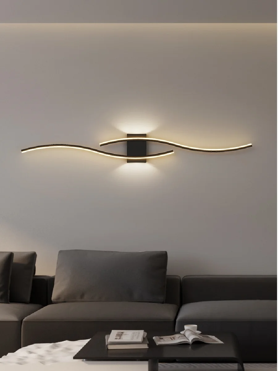 

New modern Led wall lamp black line indoor wall lamp bedroom closet living room TV sofa background bedside lamp