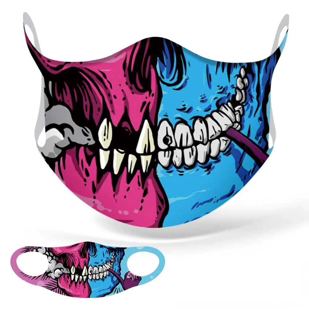 

Anime Halloween Cosplay Full Color Mouth Mask Breathable Unisex Face Mask Reusable Anti Pollution Face Shield Wind Proof