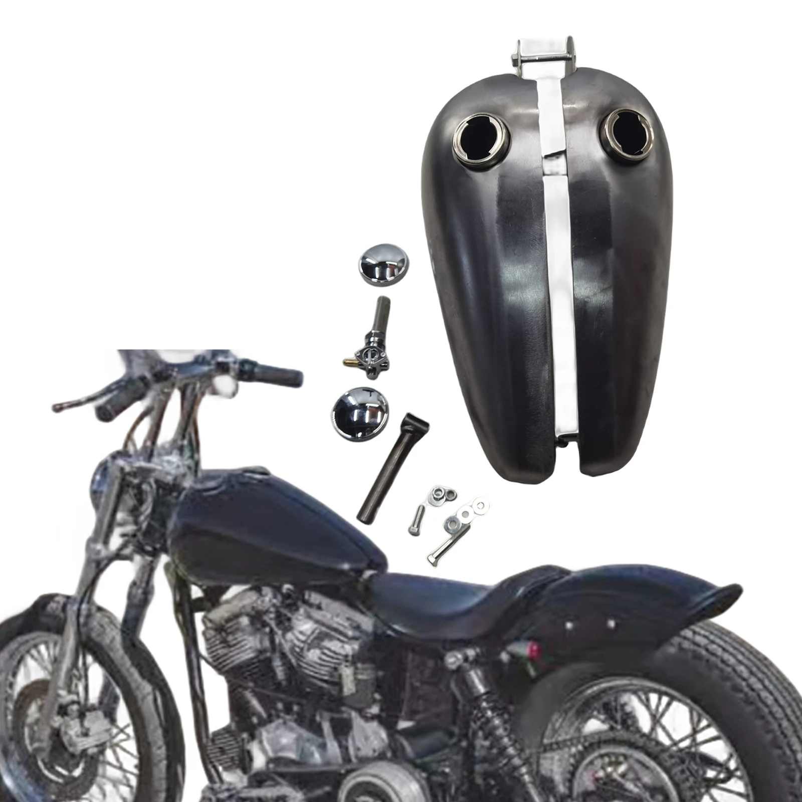 Фото Бензобак для мотоцикла объемом 8,6 л для старых моделей Harley 1936-1984 годов выпуска с двигателями 107 1745 куб. см и 114 1868 куб. см. №3