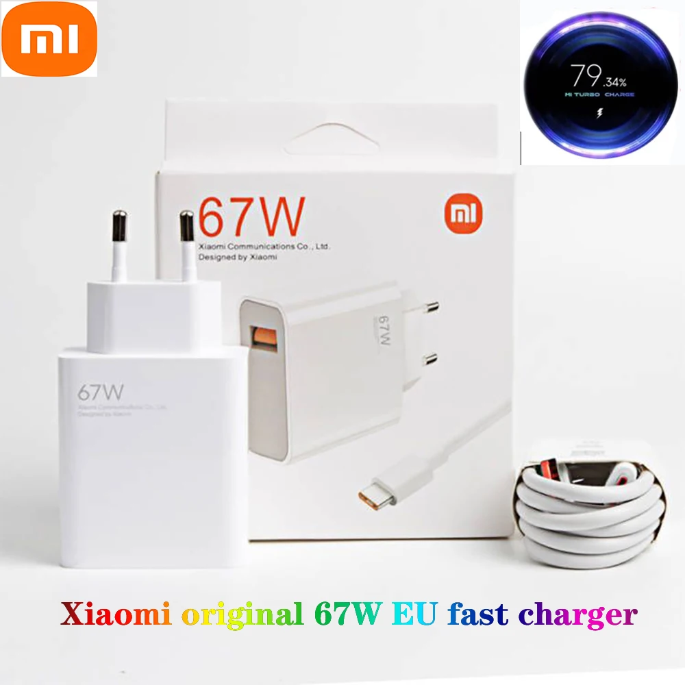 Оригинальное зарядное устройство для Xiaomi 67 Вт EU, адаптер питания для быстрой зарядки 6A, кабель Type-C для Xiaomi 12 11 POCO X5 X4 Pro Redmi Note 9 10 11 Pro