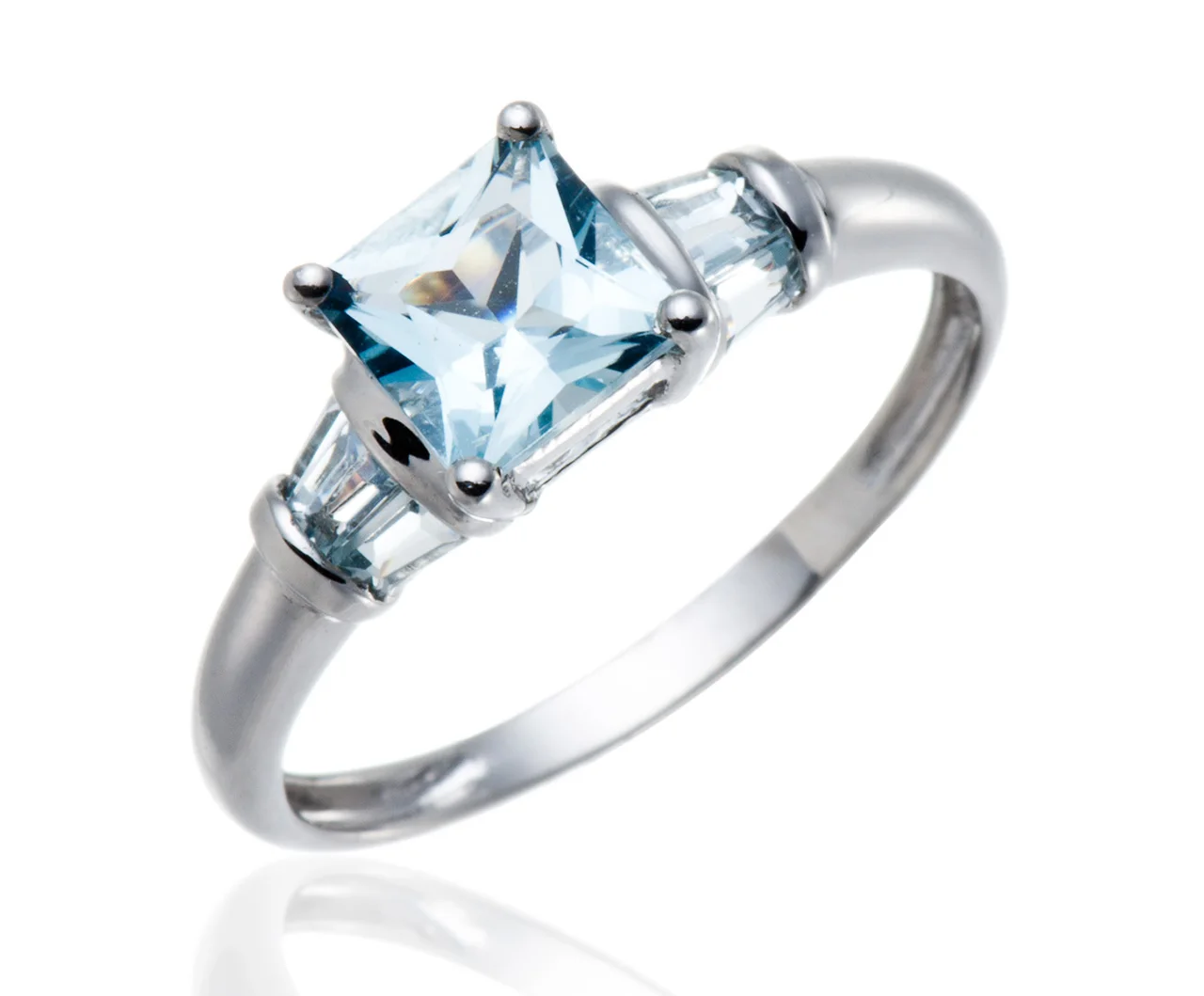 

Aquamarine Rhodium Over Sterling Silver Ring