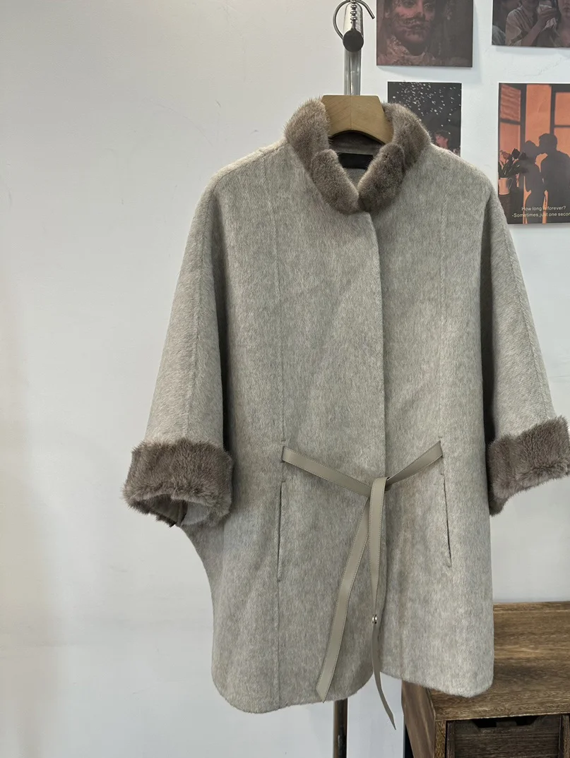 

2023New wool spliced mink coat for early fall