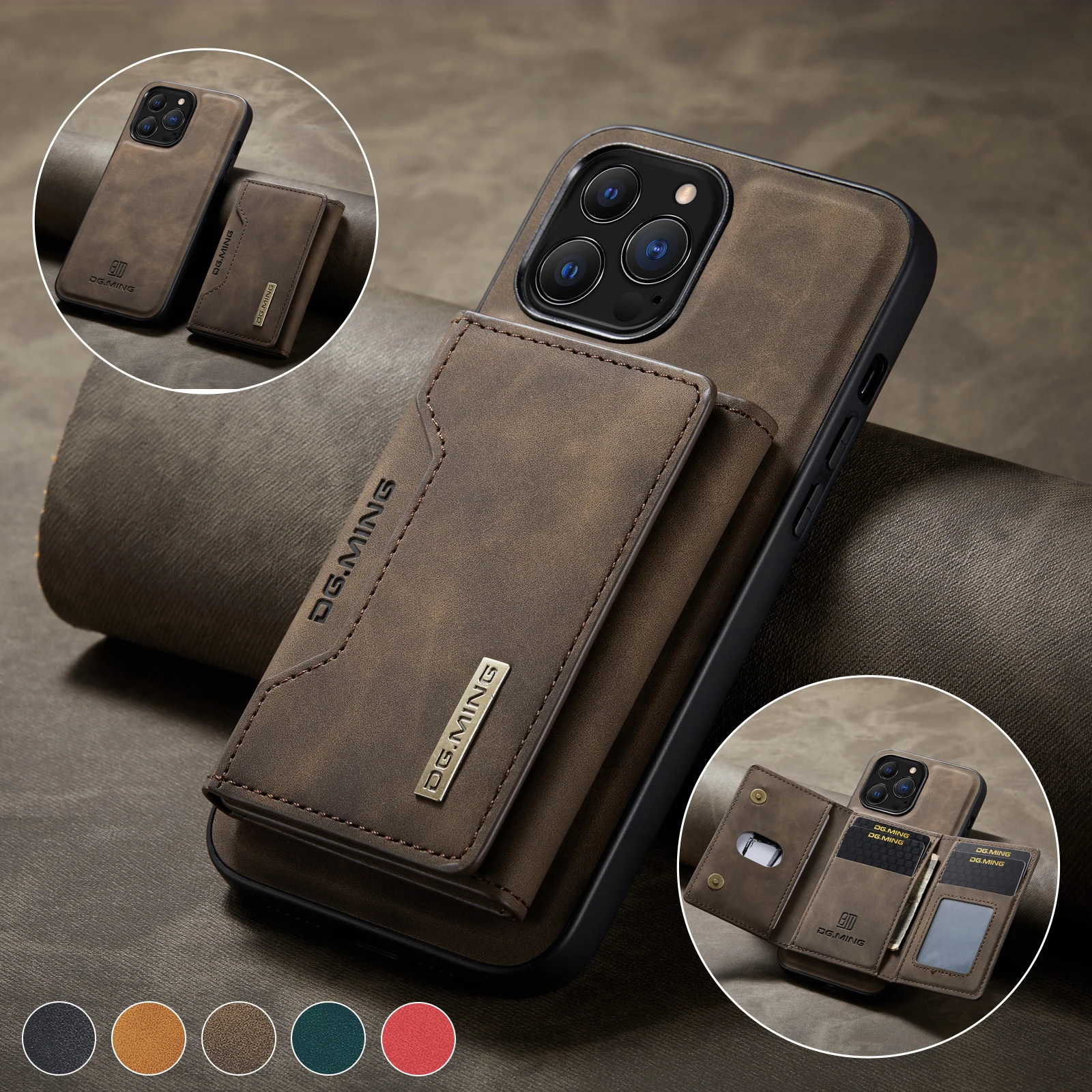 

2 in 1 Detachable Back Cover For iPhone 14 13 12 11 Pro Max Mini X XS 7 8 Plus Wallet Phone Case with Card Holder Leather Pocket