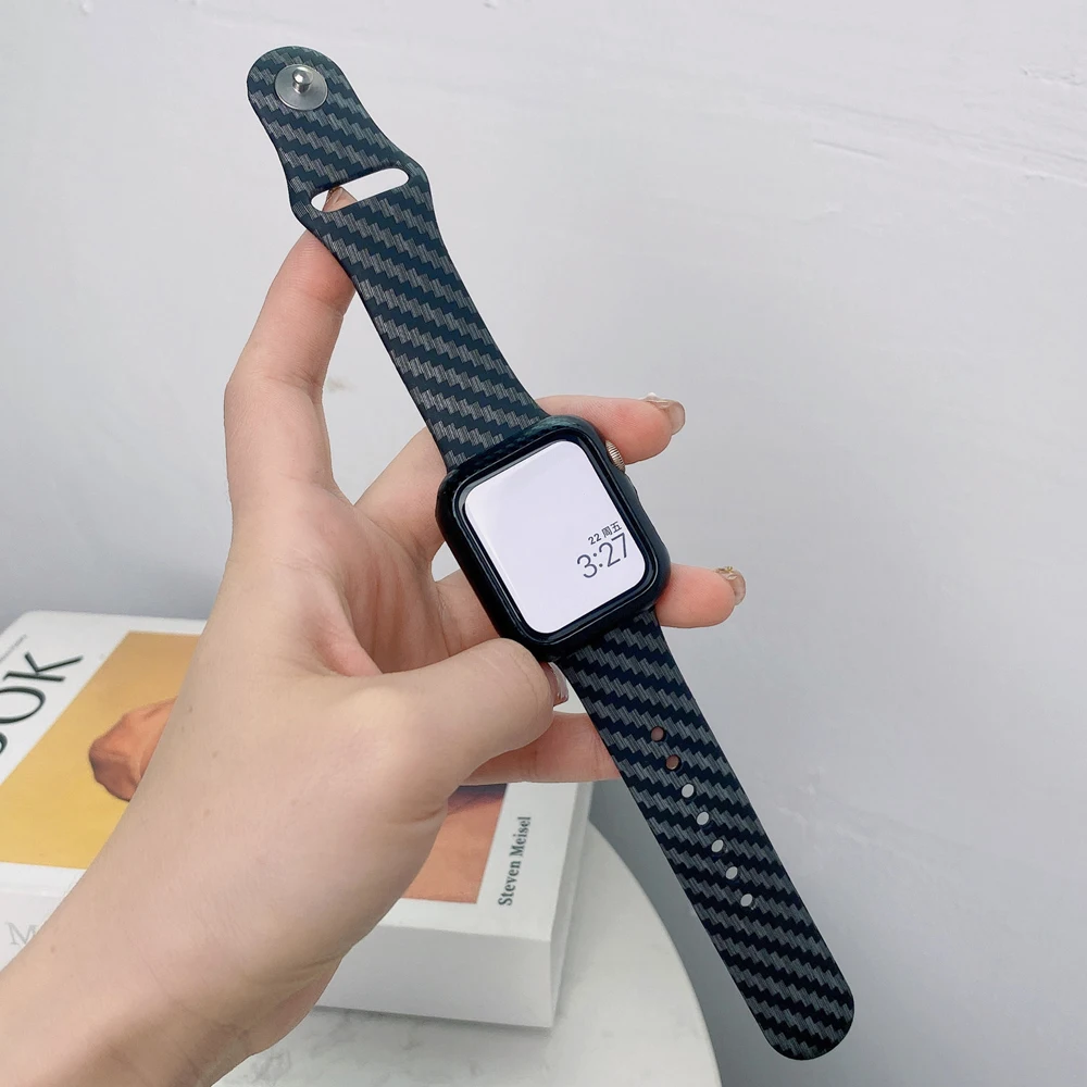 

Carbon Fiber Strap For Apple Watch Band 49mm 45mm 44mm 41mm 40mm iWatch 42mm 38mm Bracelet Apple Watch Series 8 7 6 4 3 SE Ultra