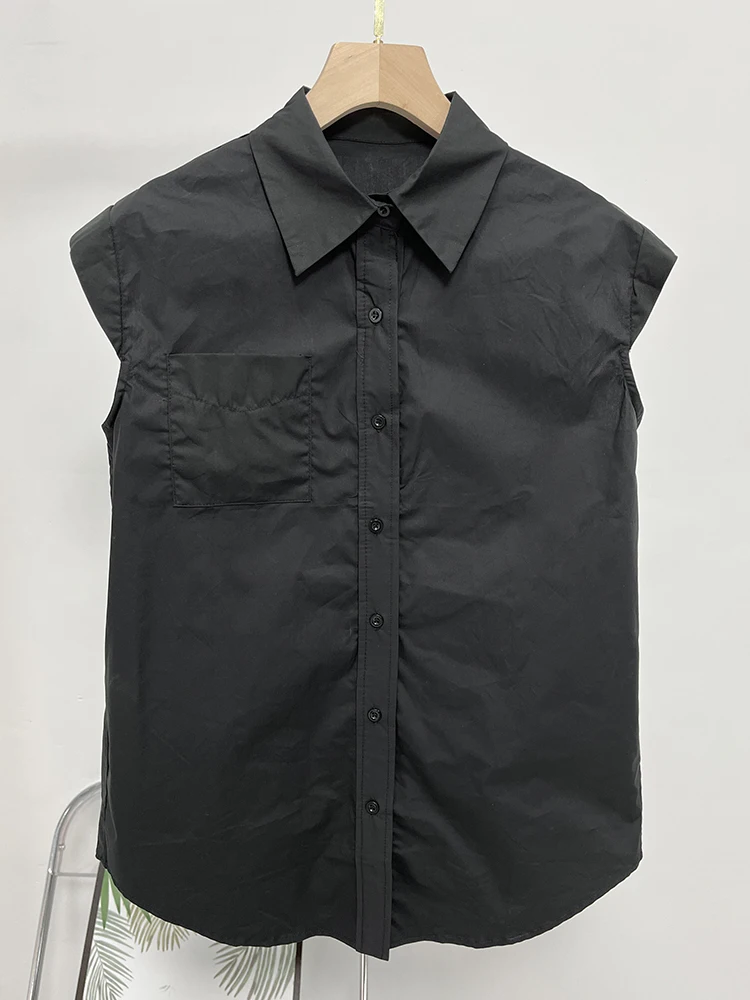 SISPELL Лоскутные однобортные рубашки для женщин с лацканами без рукавов