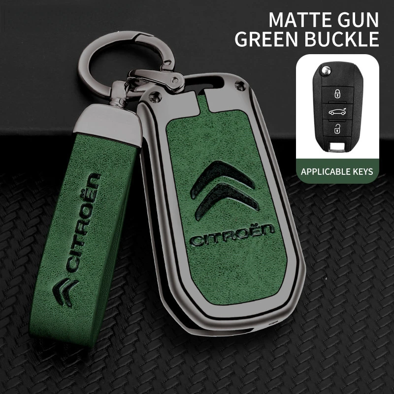 

Metal Car Key Case Keyring Leather Keychain For Citroen C2 C3 C4 C5 C4L CACTUS C6 C8 Picasso Xsara Auto Decorative Accessories