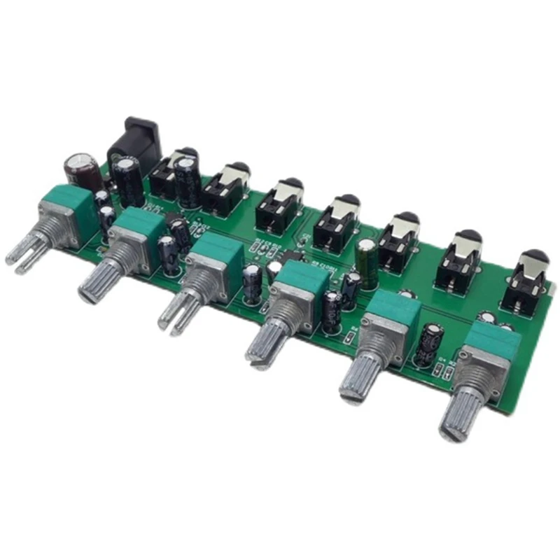 

6 Ways Stereo Mixer Audio Distributor Mixing Board With Independent Volume Control DC5-24V 1PC 6 Inputs 1 Output