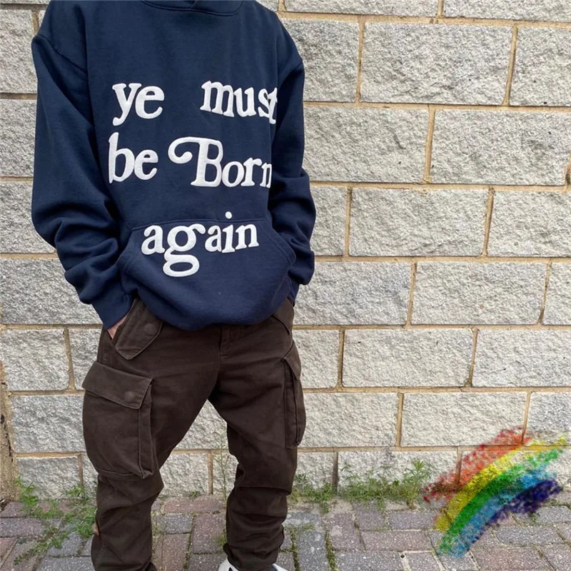 

Blue Black Foam Printing CPFM YE MUST BE BORN AGAIN Kanye Pullover Men Women 1:1 High Quality Sweatshirts Kids See Ghosts Hoodie