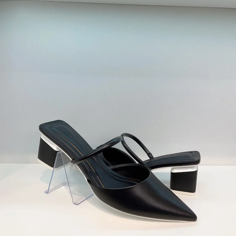 

Туфли женские классические на квадратном каблуке, сланцы, мюли, заостренный носок, летняя деловая обувь для офиса