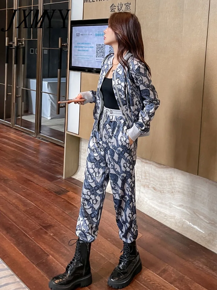 JXMYY 2022 Spring and Autumn New Comfortable Suit Women's Retro Sportswear Casual Fashion Printed Sweater |