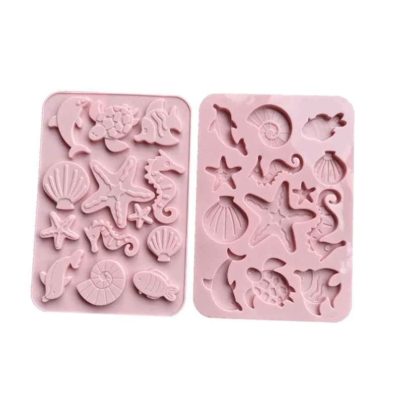 

3D seahorse starfish shell sugar turning silica gel mold DIY dolphin turtle chocolate biscuit cake decoration tool