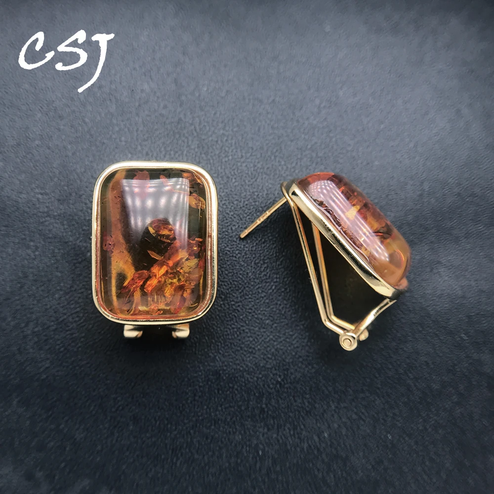 Серьги из серебра 925 с янтарем