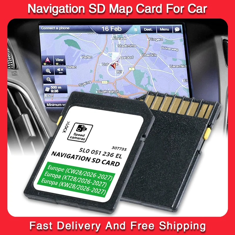 Фото Карта GPS-навигации SD для Skoda Octavia Superb Fabia (GEN2 MIB2) с поддержкой Amundsen MIB2, Европа, Великобритания, 2026-2027, с антизапотевающей пленкой №1