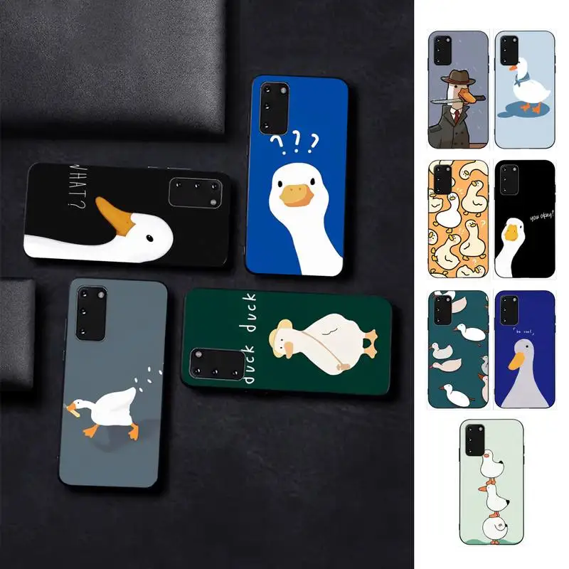 

Cartoon Cute Goose Duck Phone Case for Samsung S10 21 20 9 8 plus lite S20 UlTRA 7edge