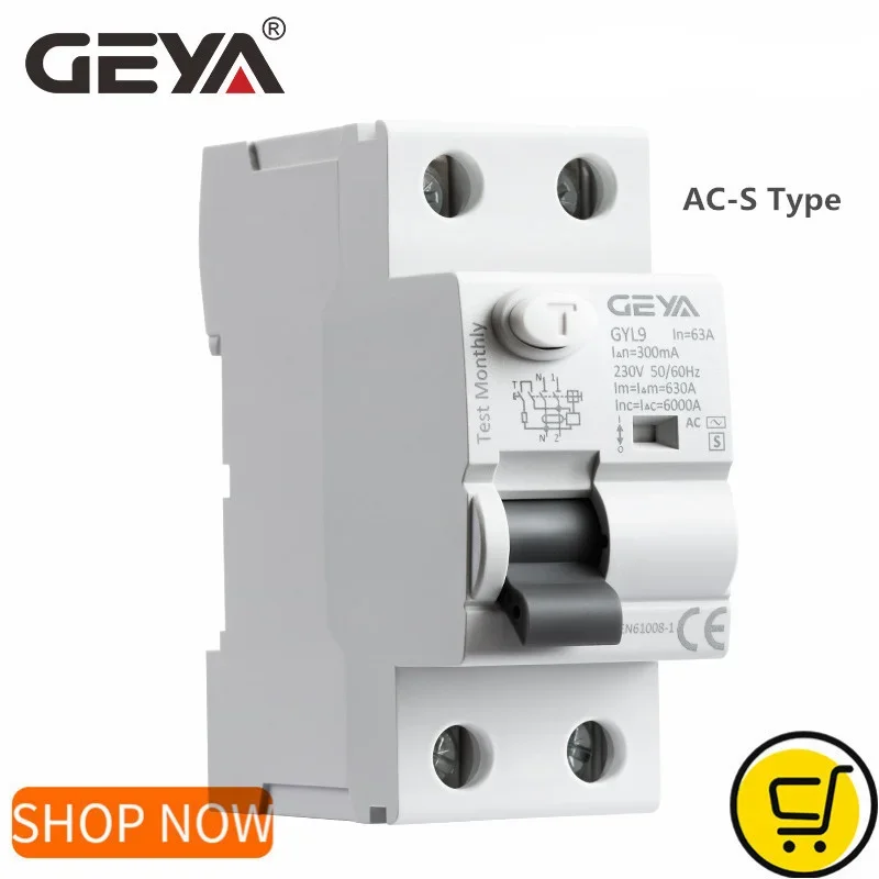 

Электромагнитный автоматический выключатель GEYA GYL9 S Type RCCB с задержкой по времени